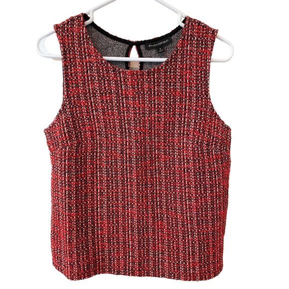 Banana Republic Tweed Sleeveless Blouse Shirt Red Black White Size Small - Picture 1 of 4